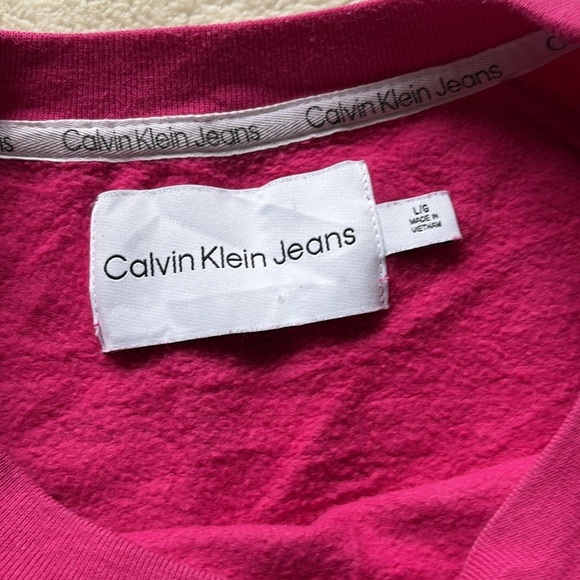 Calvin Klein Jeans Magenta Logo Sweater – Size Large | CK Streetwear Cotton - Picture 4 of 9